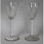 A pair of Georgian wine glasses