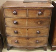 A Victorian mahogany bowfront chest W.95cm