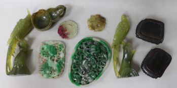 A collection of hardstone carvings