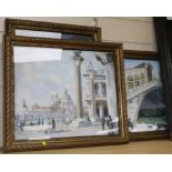 William Bernard Reid (Exh.1916-38) three oils on board, Venetian scenes, signed 32 x 39cm & 39 x