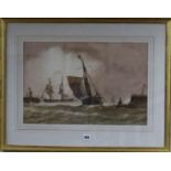 Richard Henry Nibbs (1816-1893), watercolour, 'Pilot Ship Entering Shoreham Harbour', signed and