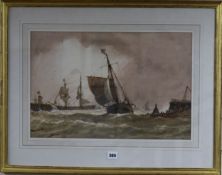 Richard Henry Nibbs (1816-1893), watercolour, 'Pilot Ship Entering Shoreham Harbour', signed and