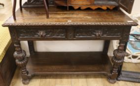 A Flemish oak serving table W.121cm