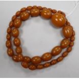 A single strand re-constituted? amber necklace.