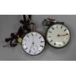 Two silver keywind pocket watches, one by George Allen, Red Lion Passage, London, No. 1403, the