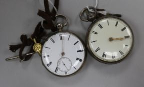 Two silver keywind pocket watches, one by George Allen, Red Lion Passage, London, No. 1403, the