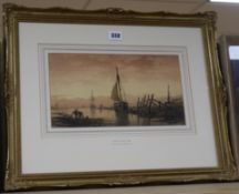 Richard Henry Nibbs (1816-1893), watercolour, 'Evening on the Adur', 17cm x 30.5cm