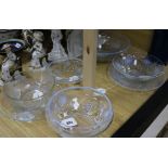 A collection of Jobling Art Deco opalescent glassware, including a Koi Carp salad bowl, No.