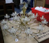 A gilt brass and glass chandelier