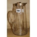 A George V silver mounted glass lemonade jug