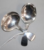 Two Georgian silver fiddle pattern caddy spoons.