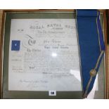 A group of Masonic and Naval Reserve framed documents, 19th century