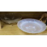 A Verlys Art Deco opalescent glass large shallow bowl, moulded with palm fronds and another bowl