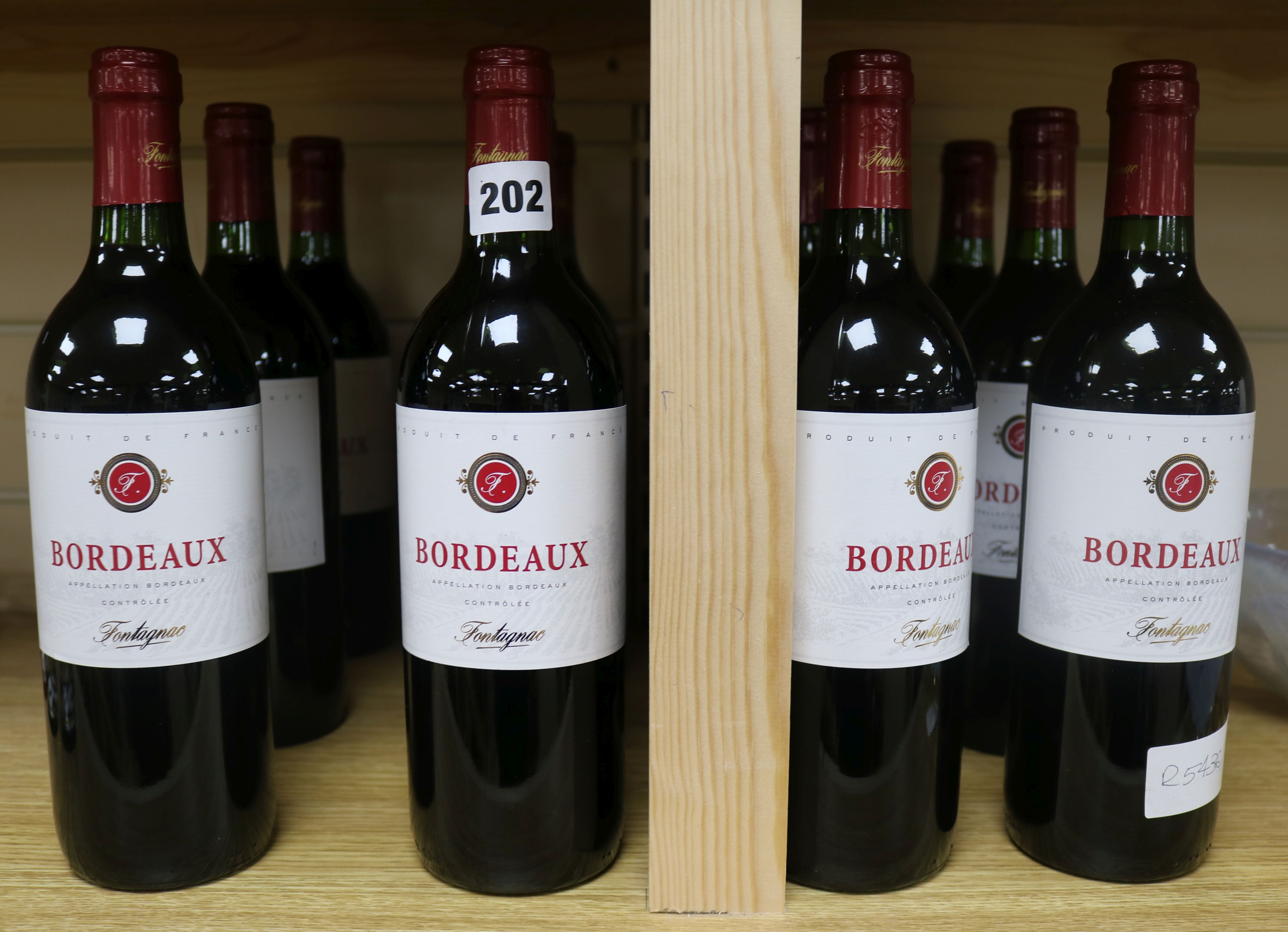 Twelve bottles of Bordeaux Fontagnac