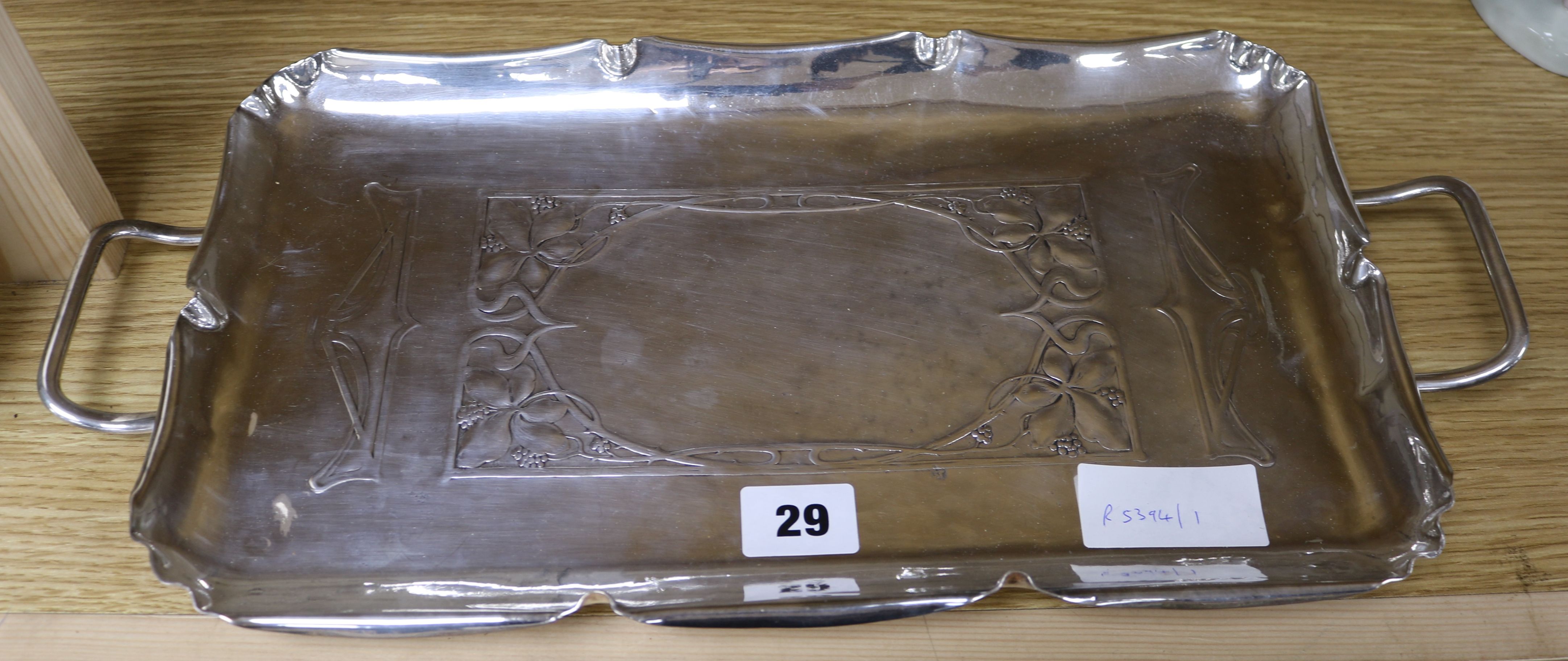 A WMF Art Nouveau silver plated tray width 43cm depth 20cm