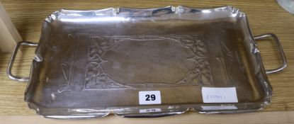 A WMF Art Nouveau silver plated tray width 43cm depth 20cm