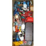 A Tri-ang tinplate flatbed truck and a quantity of unboxed diecast vehicles,