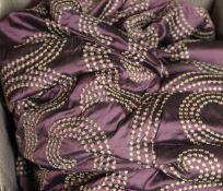 A pair of modern purple silk double-lined curtains, each gathered width 165cm, drop 215cm W.165cm