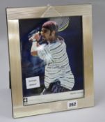 A signed photo of Andre Agassi 24 x 18.5cm.From the estate of the late Sheila Farebrother.