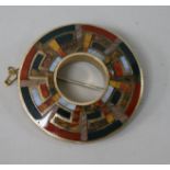 A late 19th/early 20th century Scottish yellow metal and hardstone circular brooch, 55mm.