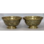 Pair of bronze Chinese bowls 26cm