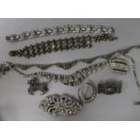 A small group of silver and marcasite paste and other jewellery.,