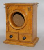 An Edwardian oak voting box and a quantity of balls H.29cm