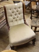 A Victorian mahogany framed nursing chair and a bedroom chair