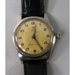 A gentleman's steel Tudor Oyster manual wind wrist watch.