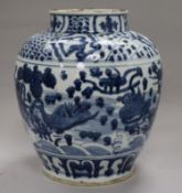 A Chinese blue and white ovoid jar 26cm.