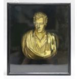 Antique gilt metal bust of Alfred, Lord Byron overall 26cm