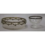 Two silver rimmed glass bowls Diam 21cm