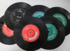 Seven vinyl 45rpm records incl Beatles, Shadows, Acker Bilk & Adam Faith