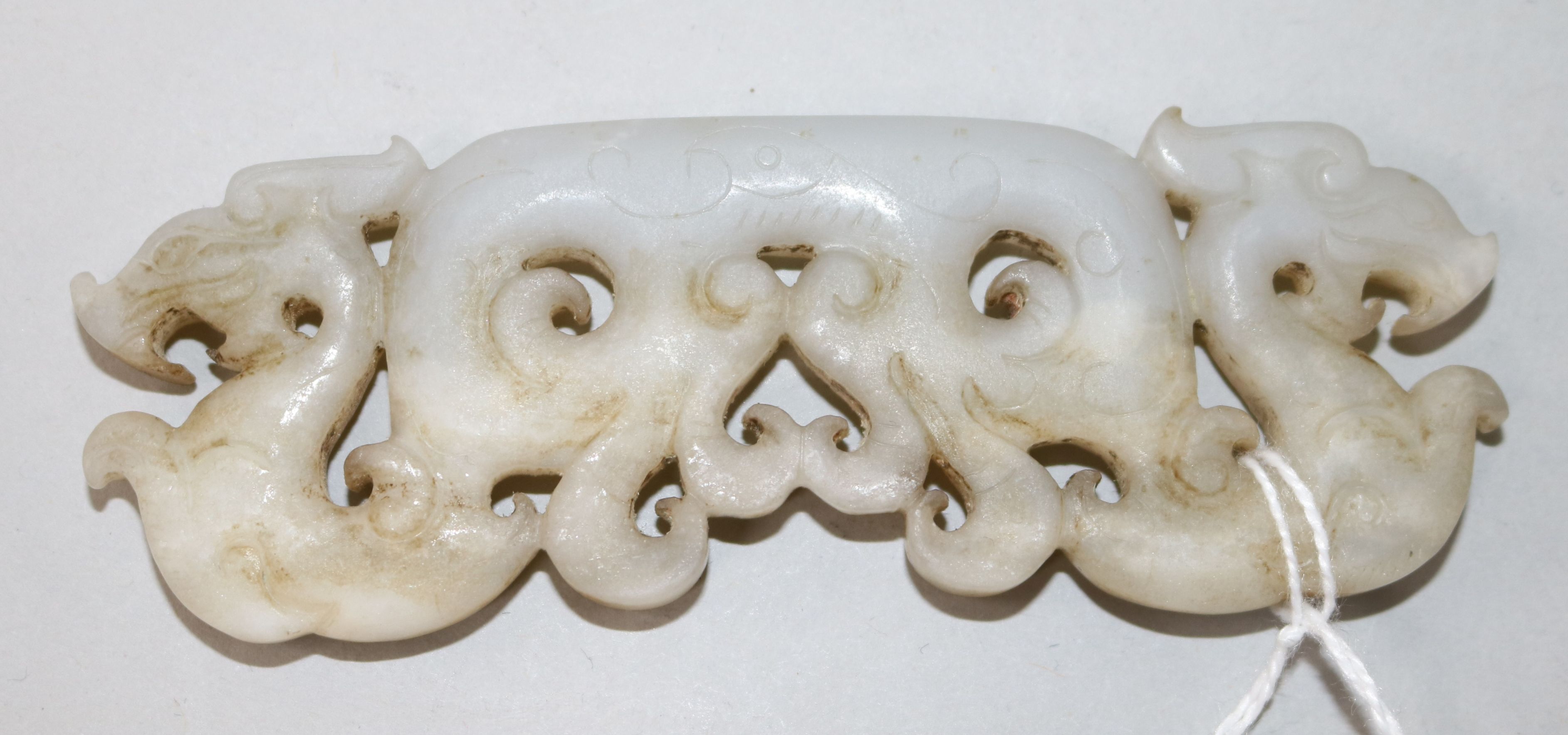 A Chinese jade chilong plaque, 11cm - Bild 2 aus 2