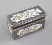An early 19th century French silver and enamel snuff box, decorated with gilt and enamelled panels