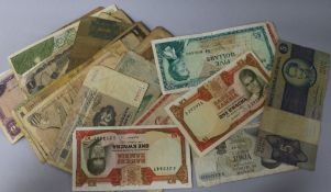 A collection of bank notes including Bank of England