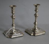 A pair of late Victorian silver tapersticks, Thomas Bradbury & Sons, London, 1895, 11.5cm,