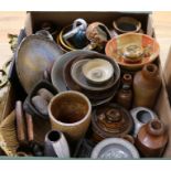 A collection of studio pottery and stoneware vessels etc