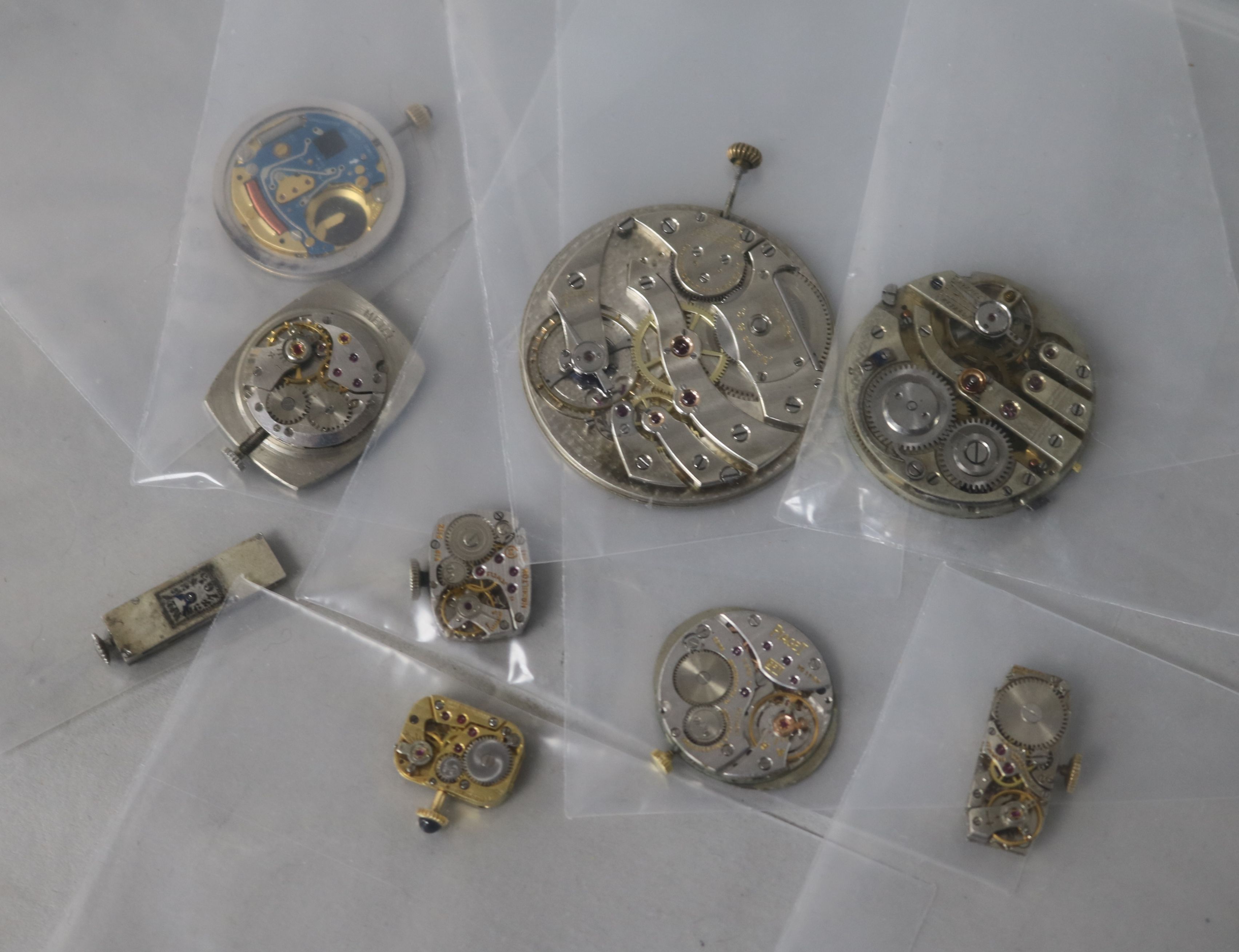 A collection of watch movements.