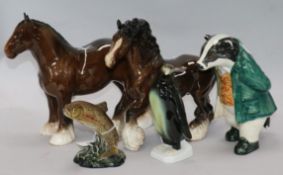 A Cinque Ports Pottery figure, 'Lord William Badger' ('The Country Gentlemen' range) and four