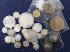 A small quantity of pre 1920 coins, foreign silver and an arab coin