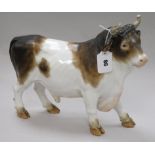 A Meissen bull H.28cm