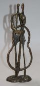 After Giacometti bronze double bass player 28cm.