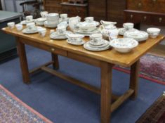 An oak farmhouse table with one drawer W.185cm