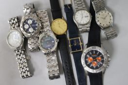 Eight assorted gentleman's wrist watches including an Omega quartz.