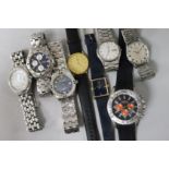 Eight assorted gentleman's wrist watches including an Omega quartz.