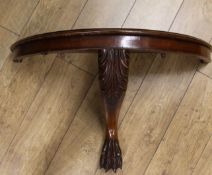 A 'D' shaped carved mahogany console table W.89cm