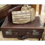 Crocodile suitcase, 2 snakeskin bags, 1 crocodile skin bag and 3 others