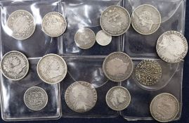 A quantity of Georgian silver coins, mainly shillings