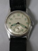 A gentleman's 1940's/1950's stainless steel Baume manual wind wrist watch, with Arabic dial and